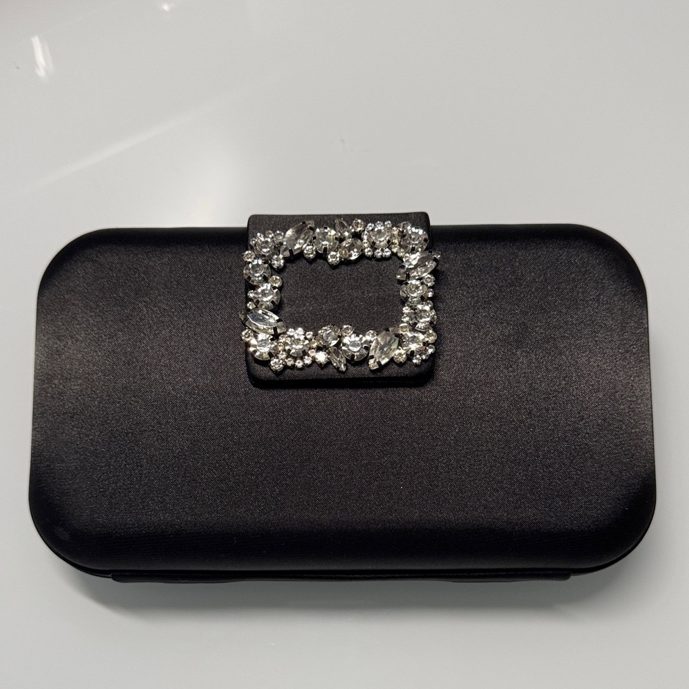 Badgley Mischka Black Clutch with Silver Embellishment